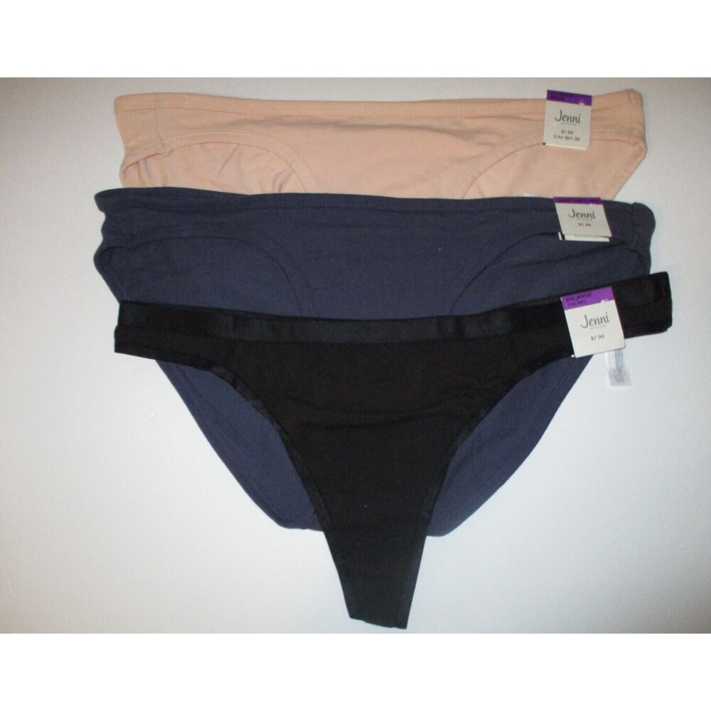 Jenni Womens Sz XXL Cotton Brief Thong Panty Underwear Lot of 3